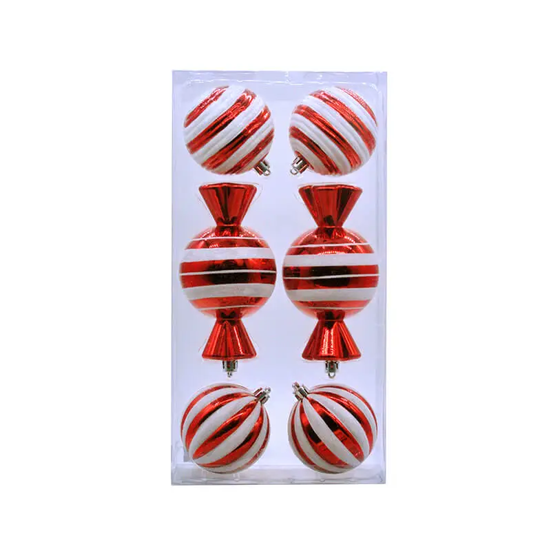 P030627 Festive pack of 6 x 8cm red and white striped candy